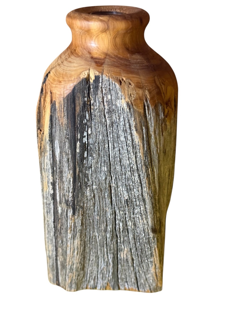 Handturned Wooden Accent Vase in Brown and Black - Picture 3 of 6